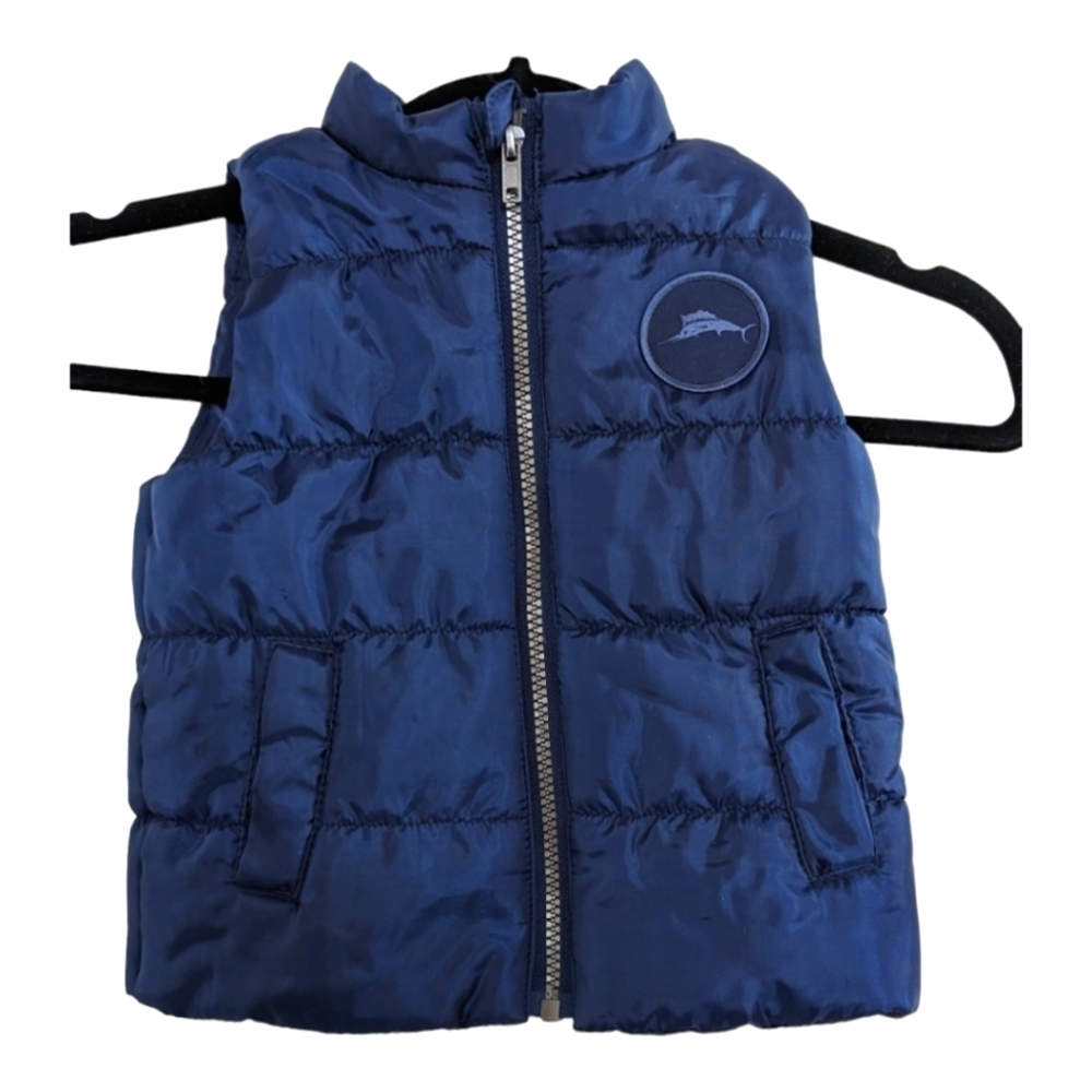 Tommy Bahama Navy Full Zip Puffer Vest Size 18M EUC